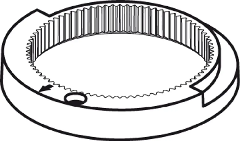 Stop Ring von Ideal Standard für eine kartuschenbasierte Anwendung, gefertigt mit einem gezahnten Innendurchmesser zur Befestigungstechnik.